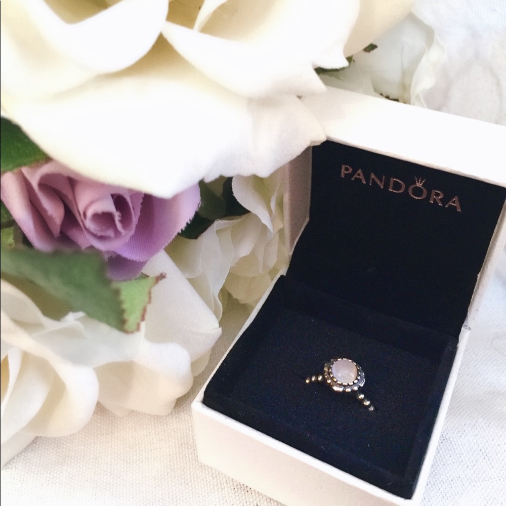 Pandora October Birthday Blooms Ring - Pink Opal